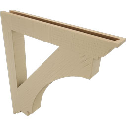 Ekena Millwork - BKTUR035X28X32IMP01RCPR - Timberthane Faux Wood Imperial Style Bracket, Traditional Ends, 3 1/2"W x 28"D x 32"H, Primed Tan