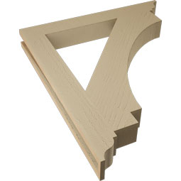 Ekena Millwork - BKTUR035X28X32IMP01RCPR - Timberthane Faux Wood Imperial Style Bracket, Traditional Ends, 3 1/2"W x 28"D x 32"H, Primed Tan