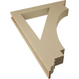 Ekena Millwork - BKTUR035X28X36IMP01RCPR - Timberthane Faux Wood Imperial Style Bracket, Traditional Ends, 3 1/2"W x 28"D x 36"H, Primed Tan