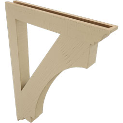 Ekena Millwork - BKTUR035X28X40IMP01RCPR - Timberthane Faux Wood Imperial Style Bracket, Traditional Ends, 3 1/2"W x 28"D x 40"H, Primed Tan
