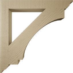 Ekena Millwork - BKTUR035X30X30IMP01RCPR - Timberthane Faux Wood Imperial Style Bracket, Traditional Ends, 3 1/2"W x 30"D x 30"H, Primed Tan