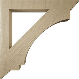 Ekena Millwork - BKTUR035X32X32IMP01RCPR - Timberthane Faux Wood Imperial Style Bracket, Traditional Ends, 3 1/2"W x 32"D x 32"H, Primed Tan