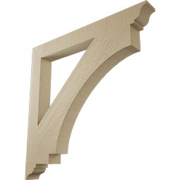 Ekena Millwork - BKTUR035X32X32IMP01RCPR - Timberthane Faux Wood Imperial Style Bracket, Traditional Ends, 3 1/2"W x 32"D x 32"H, Primed Tan