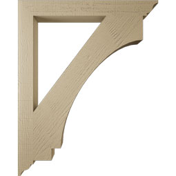 Ekena Millwork - BKTUR035X32X40IMP01RCPR - Timberthane Faux Wood Imperial Style Bracket, Traditional Ends, 3 1/2"W x 32"D x 40"H, Primed Tan