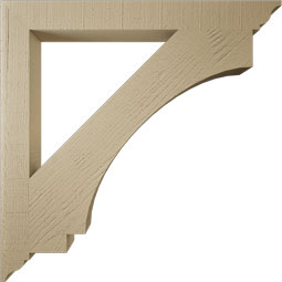 Ekena Millwork - BKTUR035X34X34IMP01RCPR - Timberthane Faux Wood Imperial Style Bracket, Traditional Ends, 3 1/2"W x 34"D x 34"H, Primed Tan