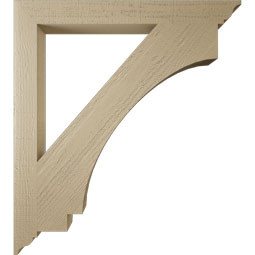 Ekena Millwork - BKTUR035X34X38IMP01RCPR - Timberthane Faux Wood Imperial Style Bracket, Traditional Ends, 3 1/2"W x 34"D x 38"H, Primed Tan