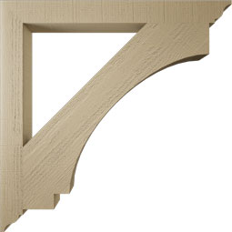 Ekena Millwork - BKTUR035X36X36IMP01RCPR - Timberthane Faux Wood Imperial Style Bracket, Traditional Ends, 3 1/2"W x 36"D x 36"H, Primed Tan