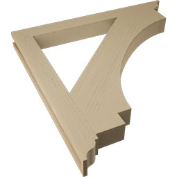 Ekena Millwork - BKTUR035X36X36IMP01RCPR - Timberthane Faux Wood Imperial Style Bracket, Traditional Ends, 3 1/2"W x 36"D x 36"H, Primed Tan