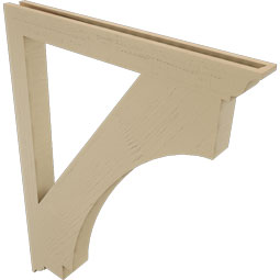 Ekena Millwork - BKTUR035X36X48IMP01RCPR - Timberthane Faux Wood Imperial Style Bracket, Traditional Ends, 3 1/2"W x 36"D x 48"H, Primed Tan