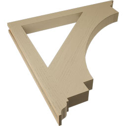 Ekena Millwork - BKTUR035X40X40IMP01RCPR - Timberthane Faux Wood Imperial Style Bracket, Traditional Ends, 3 1/2"W x 40"D x 40"H, Primed Tan