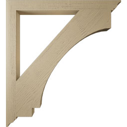 Ekena Millwork - BKTUR035X40X44IMP01RCPR - Timberthane Faux Wood Imperial Style Bracket, Traditional Ends, 3 1/2"W x 40"D x 44"H, Primed Tan