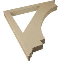 Ekena Millwork - BKTUR035X42X42IMP01RCPR - Timberthane Faux Wood Imperial Style Bracket, Traditional Ends, 3 1/2"W x 42"D x 42"H, Primed Tan