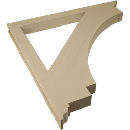 Ekena Millwork - BKTUR035X44X44IMP01RCPR - Timberthane Faux Wood Imperial Style Bracket, Traditional Ends, 3 1/2"W x 44"D x 44"H, Primed Tan