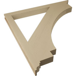 Ekena Millwork - BKTUR035X46X46IMP01RCPR - Timberthane Faux Wood Imperial Style Bracket, Traditional Ends, 3 1/2"W x 46"D x 46"H, Primed Tan
