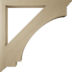 Ekena Millwork - BKTUR035X48X48IMP01RCPR - Timberthane Faux Wood Imperial Style Bracket, Traditional Ends, 3 1/2"W x 48"D x 48"H, Primed Tan