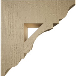 Ekena Millwork - BKTUR055X18X18IMP01RCPR - Timberthane Faux Wood Imperial Style Bracket, Traditional Ends, 5 1/2"W x 18"D x 18"H, Primed Tan