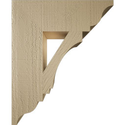 Ekena Millwork - BKTUR055X18X22IMP01RCPR - Timberthane Faux Wood Imperial Style Bracket, Traditional Ends, 5 1/2"W x 18"D x 22"H, Primed Tan