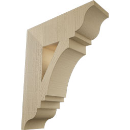 Ekena Millwork - BKTUR055X18X22IMP01RCPR - Timberthane Faux Wood Imperial Style Bracket, Traditional Ends, 5 1/2"W x 18"D x 22"H, Primed Tan