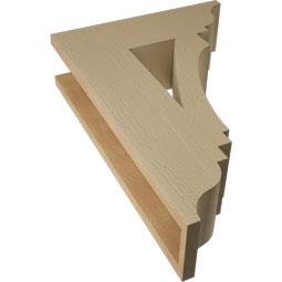 Ekena Millwork - BKTUR055X18X26IMP01RCPR - Timberthane Faux Wood Imperial Style Bracket, Traditional Ends, 5 1/2"W x 18"D x 26"H, Primed Tan