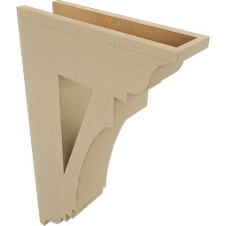 Ekena Millwork - BKTUR055X18X30IMP01RCPR - Timberthane Faux Wood Imperial Style Bracket, Traditional Ends, 5 1/2"W x 18"D x 30"H, Primed Tan