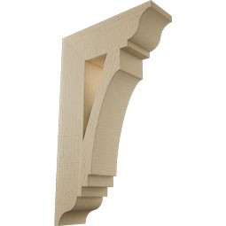 Ekena Millwork - BKTUR055X18X30IMP01RCPR - Timberthane Faux Wood Imperial Style Bracket, Traditional Ends, 5 1/2"W x 18"D x 30"H, Primed Tan