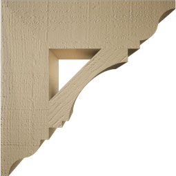 Ekena Millwork - BKTUR055X20X20IMP01RCPR - Timberthane Faux Wood Imperial Style Bracket, Traditional Ends, 5 1/2"W x 20"D x 20"H, Primed Tan