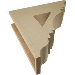 Ekena Millwork - BKTUR055X20X20IMP01RCPR - Timberthane Faux Wood Imperial Style Bracket, Traditional Ends, 5 1/2"W x 20"D x 20"H, Primed Tan