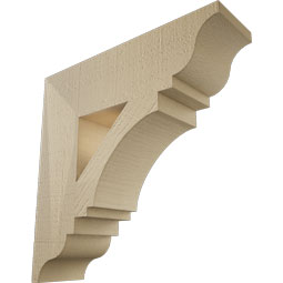 Ekena Millwork - BKTUR055X20X20IMP01RCPR - Timberthane Faux Wood Imperial Style Bracket, Traditional Ends, 5 1/2"W x 20"D x 20"H, Primed Tan