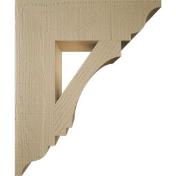 Ekena Millwork - BKTUR055X20X24IMP01RCPR - Timberthane Faux Wood Imperial Style Bracket, Traditional Ends, 5 1/2"W x 20"D x 24"H, Primed Tan