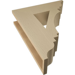 Ekena Millwork - BKTUR055X20X24IMP01RCPR - Timberthane Faux Wood Imperial Style Bracket, Traditional Ends, 5 1/2"W x 20"D x 24"H, Primed Tan