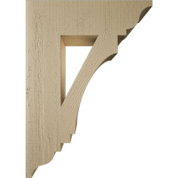 Ekena Millwork - BKTUR055X20X28IMP01RCPR - Timberthane Faux Wood Imperial Style Bracket, Traditional Ends, 5 1/2"W x 20"D x 28"H, Primed Tan