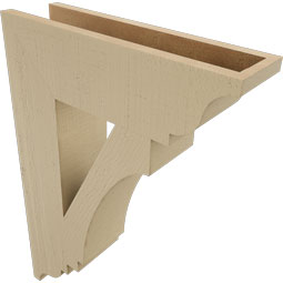 Ekena Millwork - BKTUR055X20X28IMP01RCPR - Timberthane Faux Wood Imperial Style Bracket, Traditional Ends, 5 1/2"W x 20"D x 28"H, Primed Tan