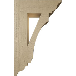 Ekena Millwork - BKTUR055X20X32IMP01RCPR - Timberthane Faux Wood Imperial Style Bracket, Traditional Ends, 5 1/2"W x 20"D x 32"H, Primed Tan