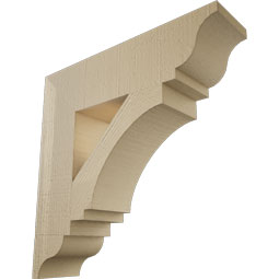 Ekena Millwork - BKTUR055X22X22IMP01RCPR - Timberthane Faux Wood Imperial Style Bracket, Traditional Ends, 5 1/2"W x 22"D x 22"H, Primed Tan
