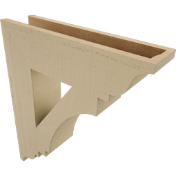 Ekena Millwork - BKTUR055X22X26IMP01RCPR - Timberthane Faux Wood Imperial Style Bracket, Traditional Ends, 5 1/2"W x 22"D x 26"H, Primed Tan