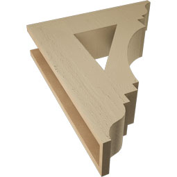 Ekena Millwork - BKTUR055X22X26IMP01RCPR - Timberthane Faux Wood Imperial Style Bracket, Traditional Ends, 5 1/2"W x 22"D x 26"H, Primed Tan