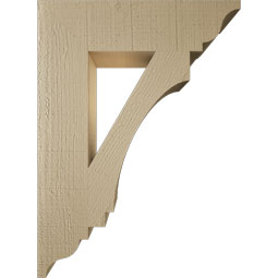 Ekena Millwork - BKTUR055X22X30IMP01RCPR - Timberthane Faux Wood Imperial Style Bracket, Traditional Ends, 5 1/2"W x 22"D x 30"H, Primed Tan