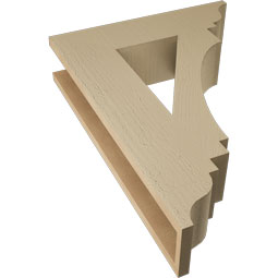 Ekena Millwork - BKTUR055X22X30IMP01RCPR - Timberthane Faux Wood Imperial Style Bracket, Traditional Ends, 5 1/2"W x 22"D x 30"H, Primed Tan
