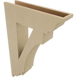 Ekena Millwork - BKTUR055X22X34IMP01RCPR - Timberthane Faux Wood Imperial Style Bracket, Traditional Ends, 5 1/2"W x 22"D x 34"H, Primed Tan