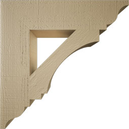 Ekena Millwork - BKTUR055X24X24IMP01RCPR - Timberthane Faux Wood Imperial Style Bracket, Traditional Ends, 5 1/2"W x 24"D x 24"H, Primed Tan