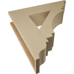 Ekena Millwork - BKTUR055X24X24IMP01RCPR - Timberthane Faux Wood Imperial Style Bracket, Traditional Ends, 5 1/2"W x 24"D x 24"H, Primed Tan