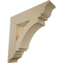 Ekena Millwork - BKTUR055X24X24IMP01RCPR - Timberthane Faux Wood Imperial Style Bracket, Traditional Ends, 5 1/2"W x 24"D x 24"H, Primed Tan