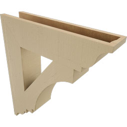 Ekena Millwork - BKTUR055X24X28IMP01RCPR - Timberthane Faux Wood Imperial Style Bracket, Traditional Ends, 5 1/2"W x 24"D x 28"H, Primed Tan