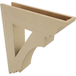 Ekena Millwork - BKTUR055X24X32IMP01RCPR - Timberthane Faux Wood Imperial Style Bracket, Traditional Ends, 5 1/2"W x 24"D x 32"H, Primed Tan