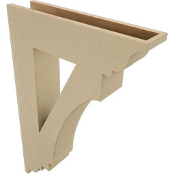 Ekena Millwork - BKTUR055X24X36IMP01RCPR - Timberthane Faux Wood Imperial Style Bracket, Traditional Ends, 5 1/2"W x 24"D x 36"H, Primed Tan