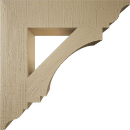 Ekena Millwork - BKTUR055X26X26IMP01RCPR - Timberthane Faux Wood Imperial Style Bracket, Traditional Ends, 5 1/2"W x 26"D x 26"H, Primed Tan