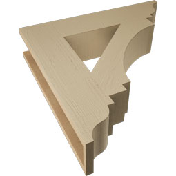 Ekena Millwork - BKTUR055X26X26IMP01RCPR - Timberthane Faux Wood Imperial Style Bracket, Traditional Ends, 5 1/2"W x 26"D x 26"H, Primed Tan
