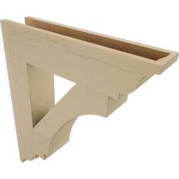 Ekena Millwork - BKTUR055X26X30IMP01RCPR - Timberthane Faux Wood Imperial Style Bracket, Traditional Ends, 5 1/2"W x 26"D x 30"H, Primed Tan