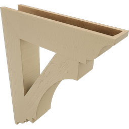 Ekena Millwork - BKTUR055X26X34IMP01RCPR - Timberthane Faux Wood Imperial Style Bracket, Traditional Ends, 5 1/2"W x 26"D x 34"H, Primed Tan