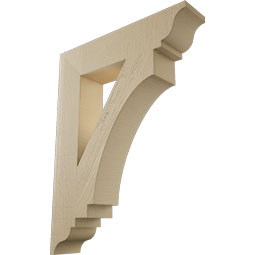 Ekena Millwork - BKTUR055X26X34IMP01RCPR - Timberthane Faux Wood Imperial Style Bracket, Traditional Ends, 5 1/2"W x 26"D x 34"H, Primed Tan